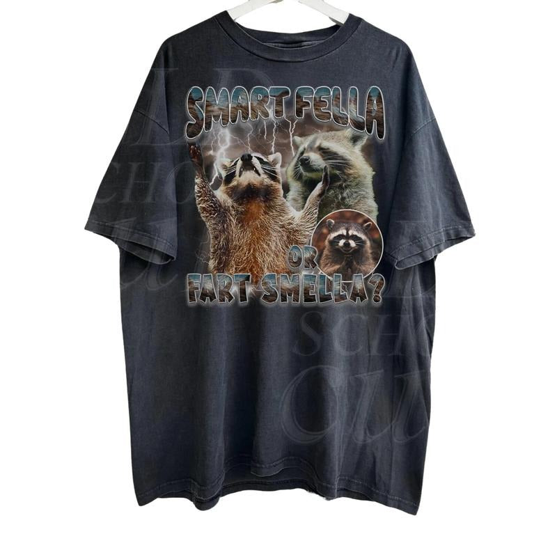 Raccoons Vintage Bootleg Retro Raccoon 90s Washed Smart Fella Raccoon Lovers Funny Raccon T-Shirts, Hoodie, Sweatshirt