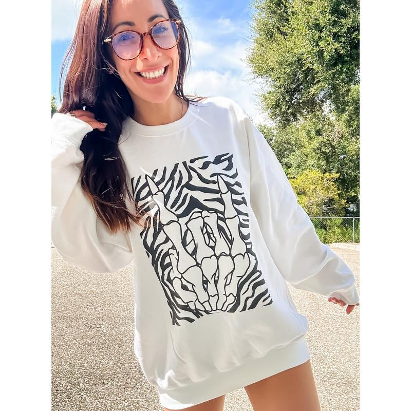 Rad Skeleton Hand Graphic Pullover T-Shirts, Hoodie, Sweatshirt | GrindPrints.com