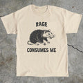 Rage Consumes Me Unisex Tee, Funny Meme Graphic T-Shirt, Weird Opossum T-Shirt, Humorous Animal Top, Cotton Tee for Men...