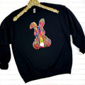Rainbow Chenille Bunny Patch Sweatshirt -- BLACK T-Shirts, Hoodie | GrindPrints.com