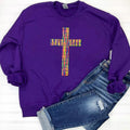 Rainbow Chenille Cross Patch Sweatshirt -- PURPLE T-Shirts, Hoodie | GrindPrints.com