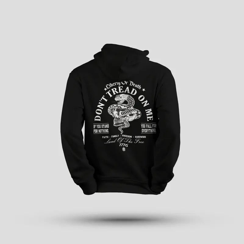 Raise The Standard 'Liberty or Death' Patriotic Hoodie in Classic Black - Cotton T-Shirts, Sweatshirt | GrindPrints.com