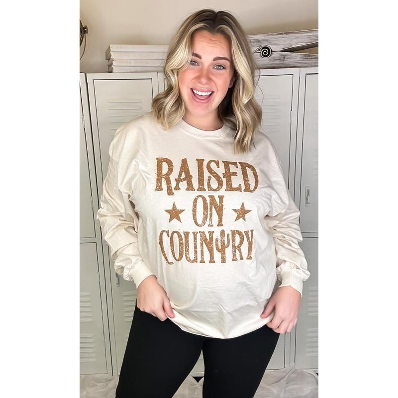 Raised on Country Long Sleeve T-Shirt Hoodie, Sweatshirt | GrindPrints.com