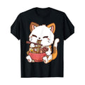 Ramen Cat Anime Kawaii Cat Eating Ramen T-Shirt 100% Cotton Made in USA Hoodie, Sweatshirt | GrindPrints.com