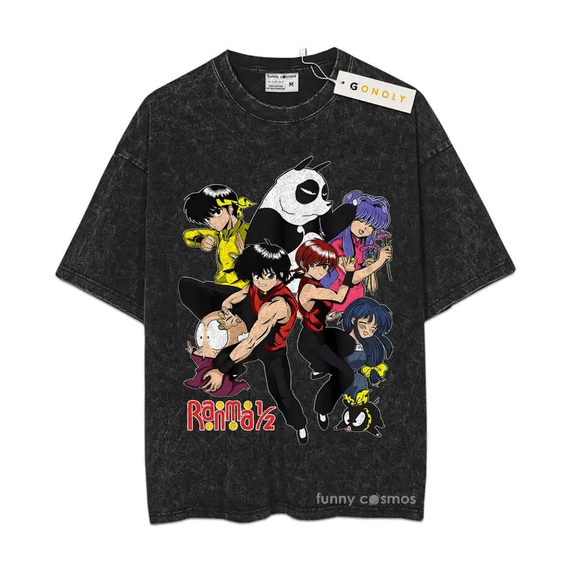 Ranma 1,2 Nibunnoichi Japanese Kawai Shortsleeve New Top Mineral Wash TShirt Hoodie, Sweatshirt | GrindPrints.com