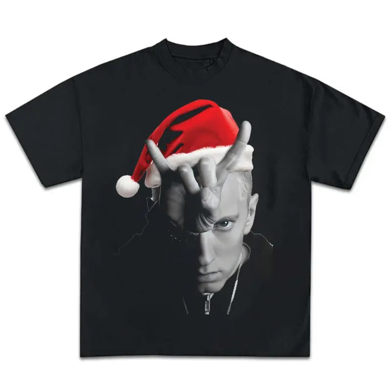 Rap God Santa Slim Shady Graphic Rap Tee Shirt Big Face Emineem Merry Christmas Hoodie, Sweatshirt | GrindPrints.com