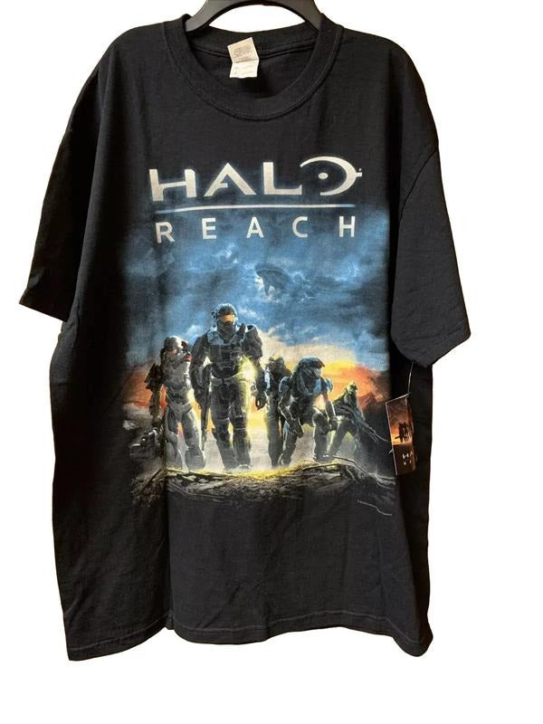 Rare New Halo Reach Gaming Mens XL Black Short Sleeve Crewneck T Shirt Cotton Menswear Hoodie, Sweatshirt | GrindPrints.com