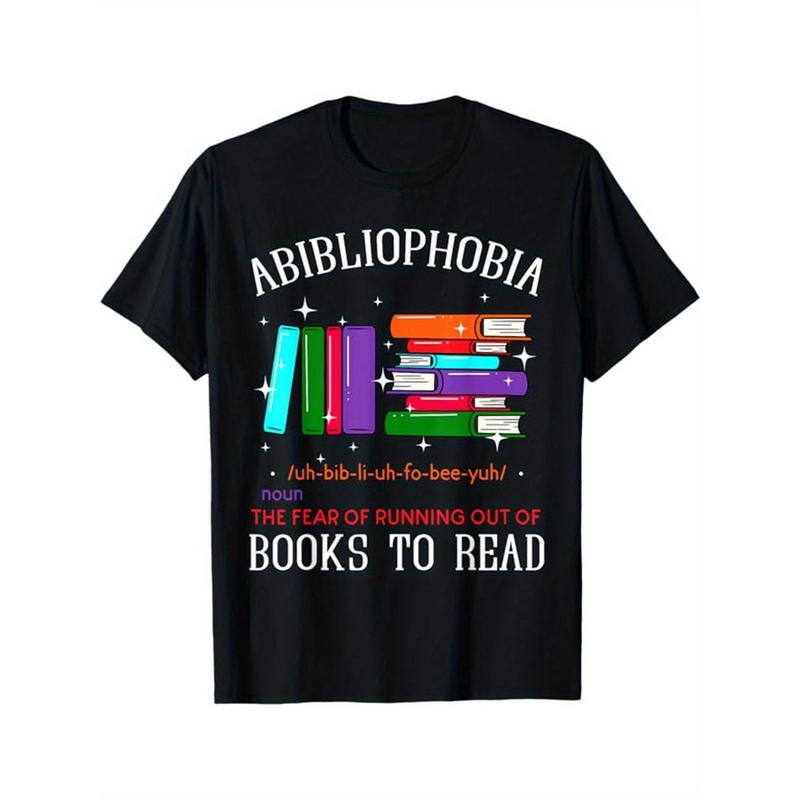 Read Books Print Men's Cotton T-shirt, Graphic Tee Men's Outdoor Clothes, Casual Short Sleeve Crew Neck T-shirt made in...