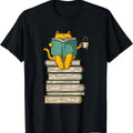 Reading Cat - Funny Book & Tea Lover Gift T-Shirt | Tee for Men & Women | Cotton Hoodie, Sweatshirt | GrindPrints.com