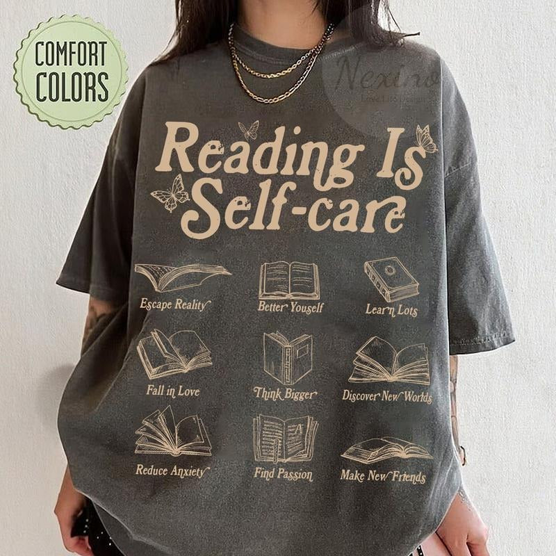 Reading Is Self Care tshirt, Bookish Mental Health Shirt, Read More Books Shirt, Book Lover Shirt, Book Shirt For...