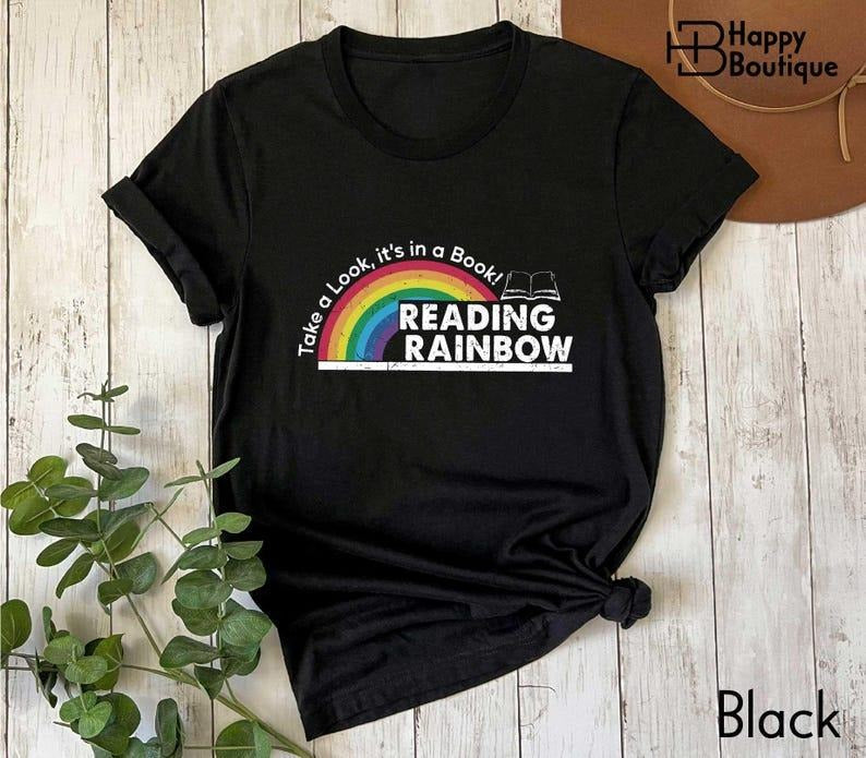 Reading Rainbow T-Shirt, Librarian Sweatshirt, Teacher Appreciation, Book Lover Shirt, Reading Book Shirt, Bookworm...