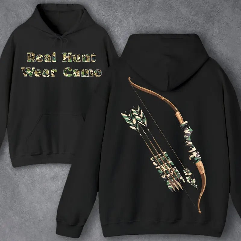 Real Hunt Wear Camo Hunting Bow Arrows 2 Sides Unisex Hoodie - Sweater - T-shirt Sweatshirt | GrindPrints.com