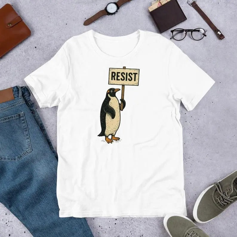 Rebel Gentoo Penguins RESIST Anti-Tariff Protest Unisex t-shirt Hoodie, Sweatshirt | GrindPrints.com