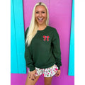 Red & Green Embroidered Bow Sweatshirt T-Shirts, Hoodie | GrindPrints.com