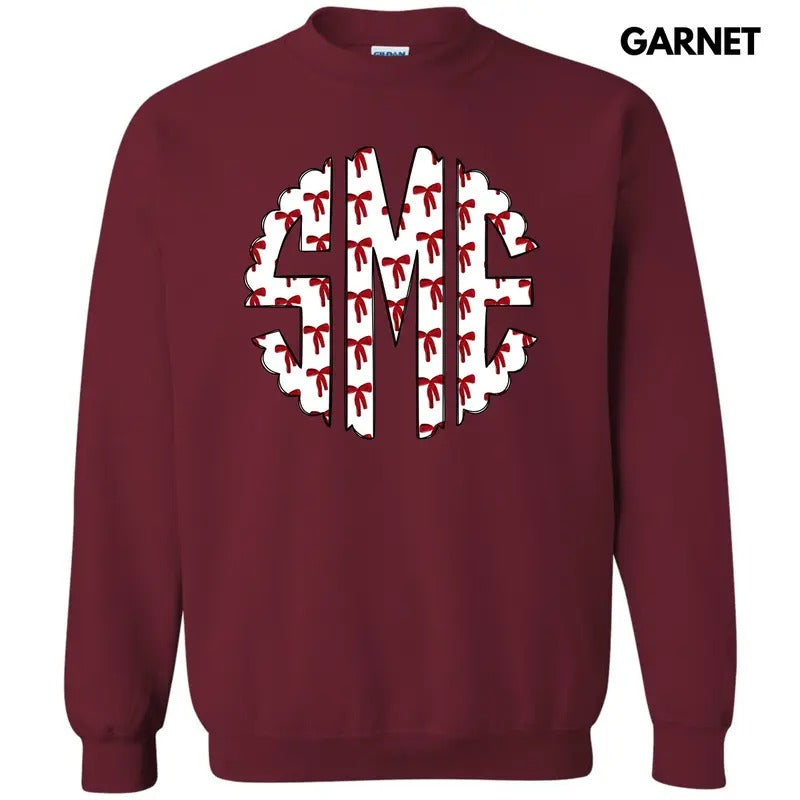 Red Bow Coquette Monogram Sweatshirt 'NLB' T-Shirts, Hoodie | GrindPrints.com