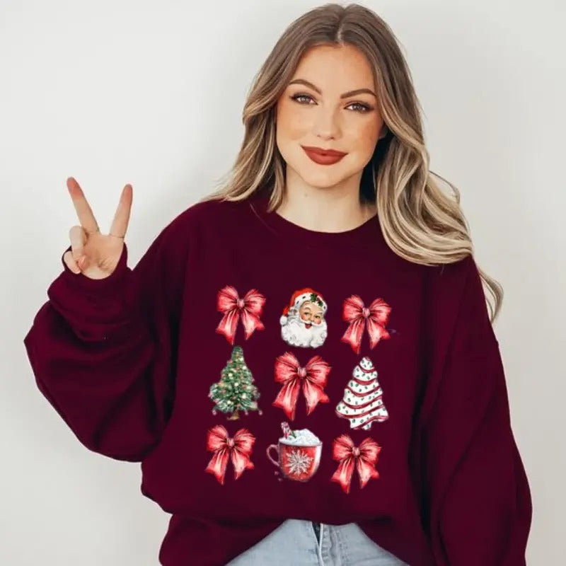 Red Coquette Christmas Shirt, Cute Xmas Shirt, Women's Holiday Tee, Sweatshirt, Hoodie | GrindPrints.com
