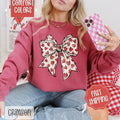 Red Heart Bow 2 Comfort Colors Sweatshirt, Valentine's Day Women's Crewneck, Holiday Women's Sweater T-Shirts, Hoodie