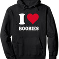 Red Heart I Love Boobies Hoodie | Unisex Hooded Sweatshirt T-Shirts | GrindPrints.com