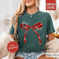 Red Merry Christmas Bow Shirt, Coquette Christmas Bow Tee, Women's Holiday Tshirt Hoodie, Sweatshirt | GrindPrints.com