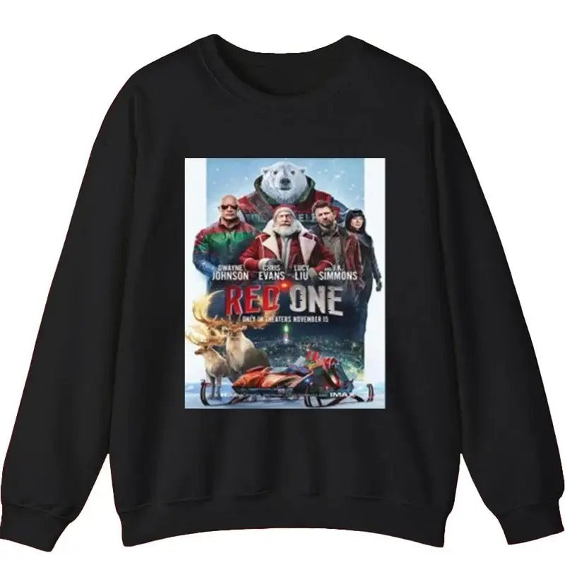 Red One Starring Dwayne Johnson Chris Evans Lucy Liu And JK Simmons Sweatshirt Casual Cotton T-Shirts, Hoodie