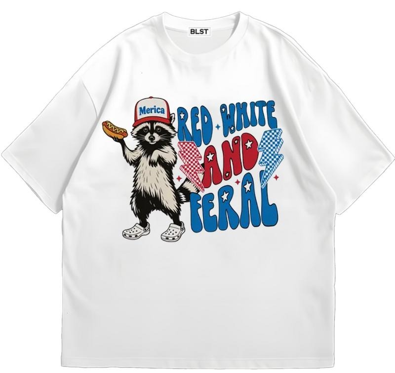 Red White And Feral T-Shirt Classic 90s Retro Trendy Graphic T-Shirt with Street Style Hoodie, Sweatshirt | GrindPrints.com