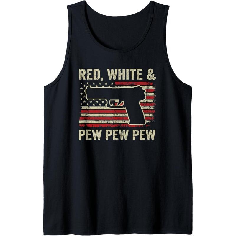 Red White And Pew - Patriotic 9mm Pistol Pro Gun USA Flag Tank Top made in USA T-Shirts, Hoodie, Sweatshirt | GrindPrints.com