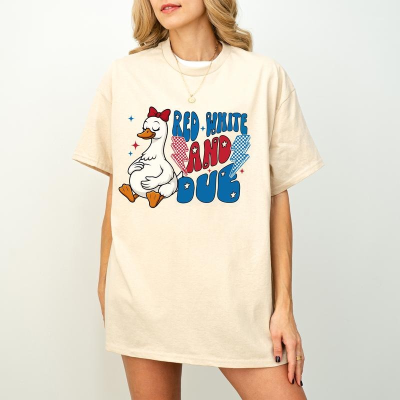 Red White Due Funny Pregnant Goose 4th July Patriotic Mama Goose New Mom Retro Hotdog USA Shirt T-Shirts, Hoodie, Sweatshirt