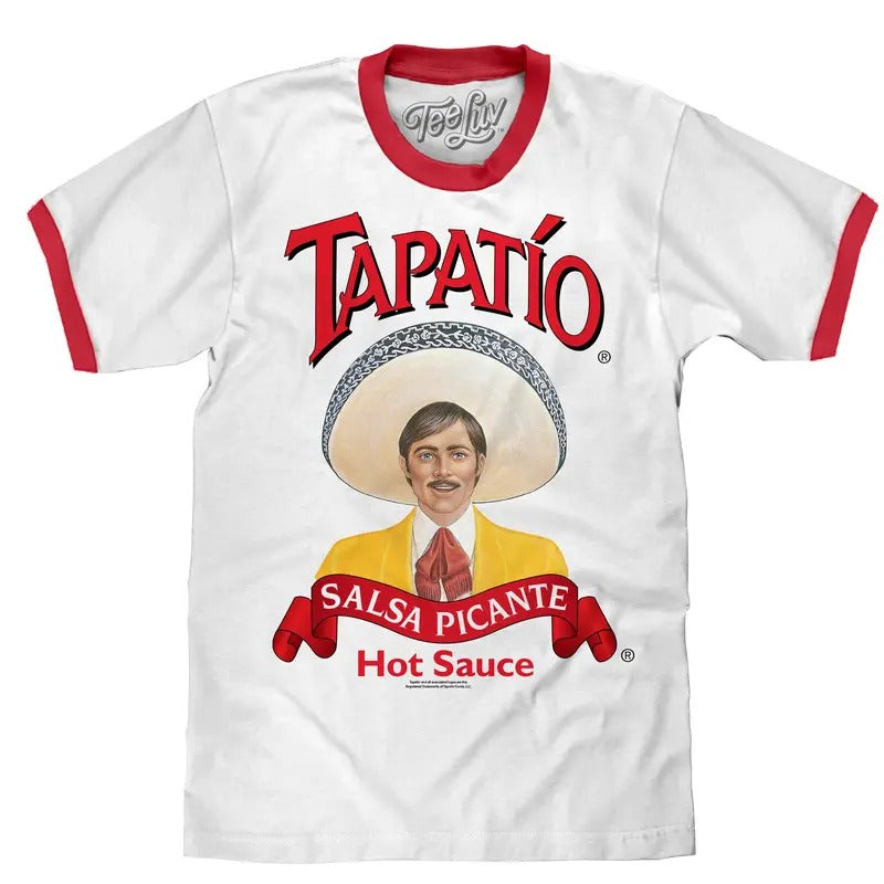 Tapatio Hot Sauce Ringer T-Shirt - White/Red Hoodie, Sweatshirt | GrindPrints.com