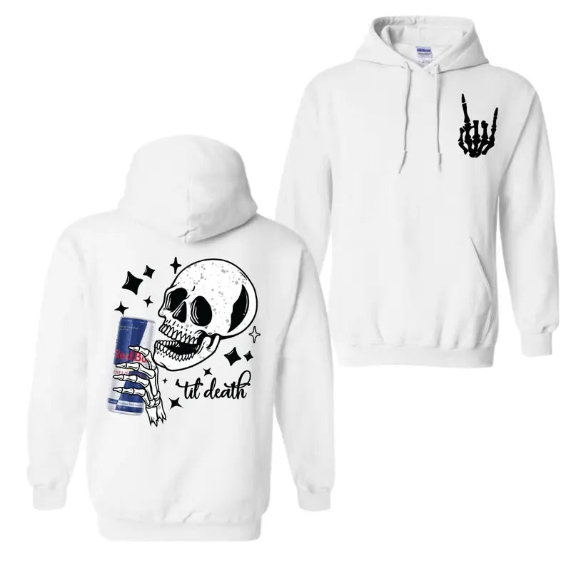 Redbull Til Death Bull Energy Drink 2 Sided Cotton Streetwear Casual Thermal Fabric T-Shirts, Hoodie, Sweatshirt
