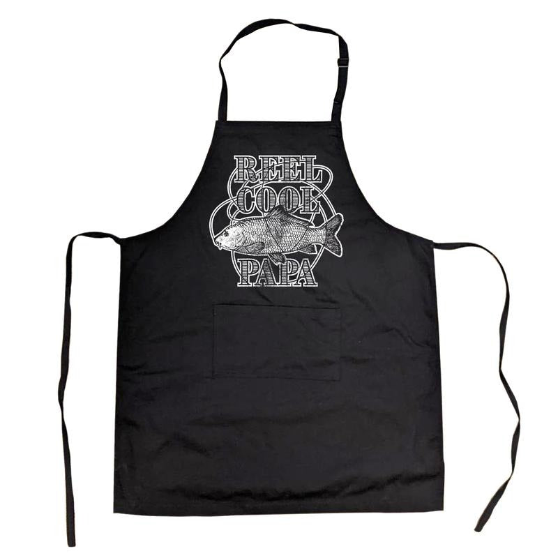 Reel Cool Papa Cookout Apron Funny Fishing Father's Day Grandpa Novelty Smock Funny Aprons Dad Joke Apron Funny Fishing...