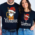 Reinbeer Winedeer Sweatshirts, Funny Couple Christmas Shirt, Couples Matching Shirts, Holiday Party Tee Casual Cotton Hoodie