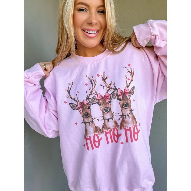 Reindeer Ho Ho Ho Graphic Top T-Shirts, Hoodie, Sweatshirt | GrindPrints.com