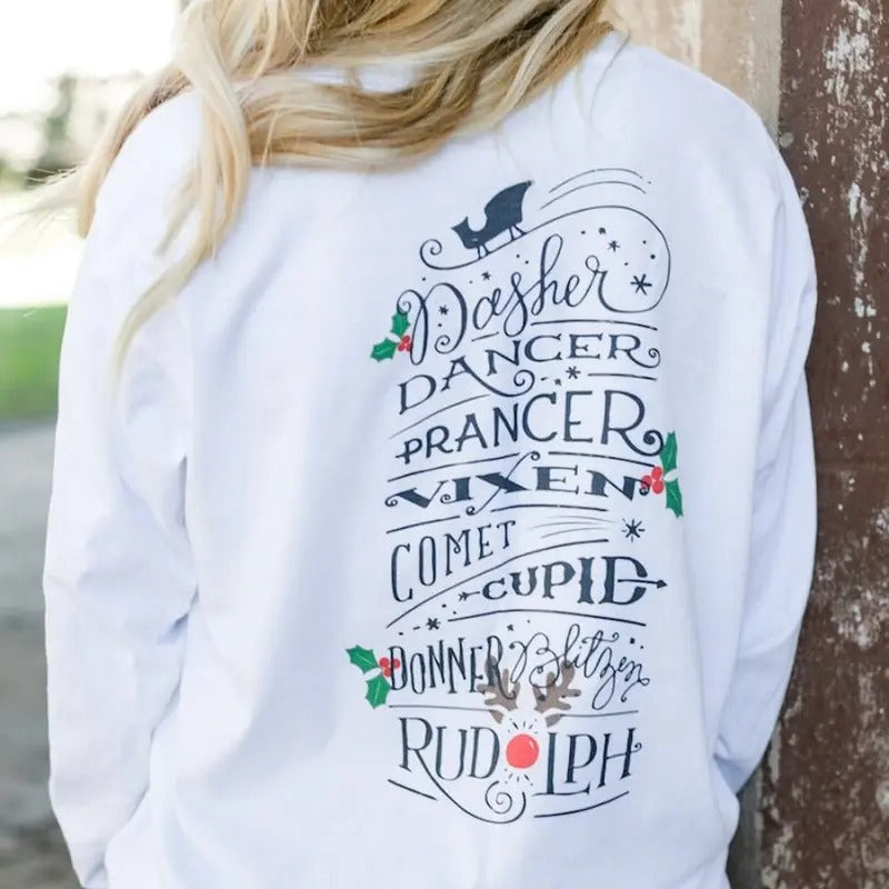 'Reindeer Names' Front & Back T-Shirts, Hoodie, Sweatshirt