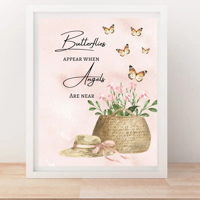 Remembrance Gifts, Memorial Poster Prints, Butterflies Appear When Angles Are Near, Butterfly Saying, Visitor From...