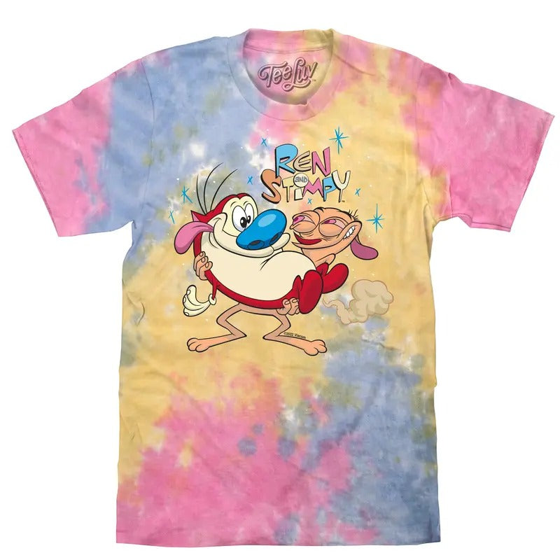 Ren & Stimpy Slap Tie Dye T-Shirt - Sherbert Tie Dye Hoodie, Sweatshirt | GrindPrints.com