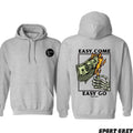 Rest Easy T-shirt Sweatshirt Hoodie- Featuring a skeleton hand burning money with the message "Easy Come, Easy Go,"...