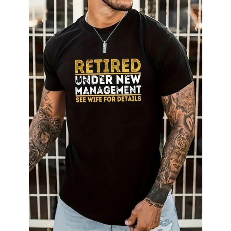 Retired Graphic Men's Short Sleeve T-shirt, Comfy Stretchy Trendy Tees For Summer, Casual Daily Style Fashion Clothing...
