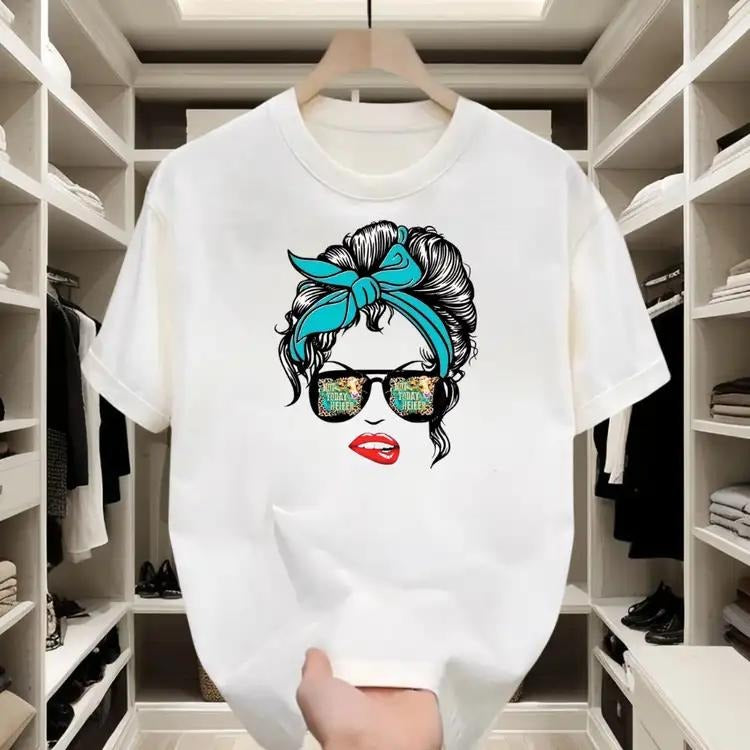 Retro - Chic Cotton T - shirt |   Stylish Female Graphic, Great for Casual Outings Hoodie, Sweatshirt | GrindPrints.com