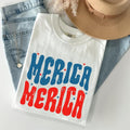 Retro 'Merica, America, Red White Blue, Patriotic, Tshirt, Women's Crew Neck, Crewneck Hoodie, Sweatshirt | GrindPrints.com