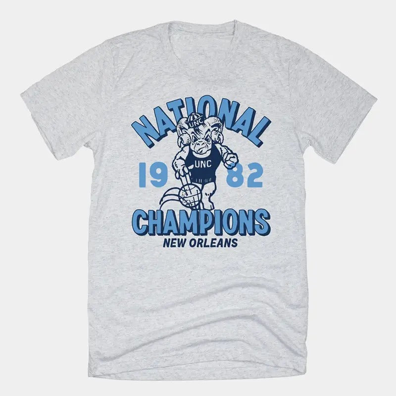 Retro 1982 UNC Basketball Champions Tee: Classic Gildan 5000 T-Shirt, Medium Length, Oversize Fit, Short Sleeve,...