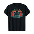 Retro 80s Pancake Geometric Pattern Crew Neck T-Shirt - Knit Cotton Fabric, Regular Fit, Short Sleeve, All-Season,...