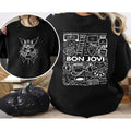 Retro 90s Rock Fan B0n J0v1 Doodle Art Shirt, Vintage B0n J0v1 Album Lyric Art Tattoo T-Shirt Tour 2024 Concert, Gift for...