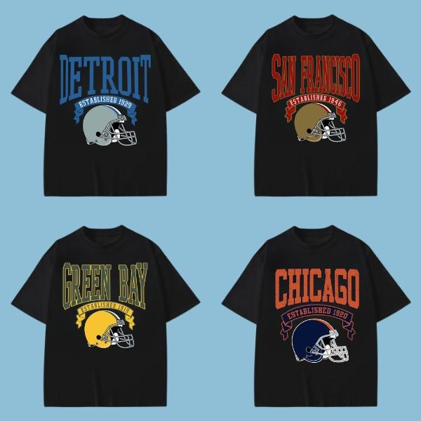 Retro All Team Football Helmet T-Shirt, Vintage Style Fan T-Shirt, All Teams Tee for Men Women, Game Day Apparel, Unisex...