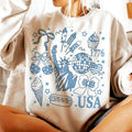 Retro America Coquette t shirt, Preppy 4th of July sweatshirt, Girly Memorial Day hoodie, Vintage USA, Independence Day,...