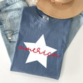 Retro America Star, Red White Blue, 4th of July Tshirt, Women's Crew Neck, Crewneck Hoodie, Sweatshirt | GrindPrints.com