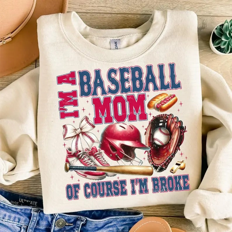 Retro Baseball Mom Sweatshirt Baseball Coquette Bow Baseball Mama Game Day Sports Baseball T-Shirts, Hoodie | GrindPrints.com
