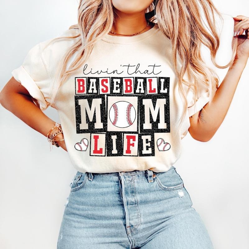 Retro Baseball Mom Tee, Glitter Baseball Shirt, Baseball Mom Life Sublimation Tshirt, Baseball Mama, Baseball Shirt, Gift...