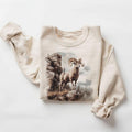 Retro Big Horn Sheep Cliff Scene 90s North American Animals Canyon Wilderness Scene Boho Cotton Womenswear T-Shirts, Hoodie, Sweatshirt