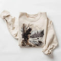 Retro Black Bears Winter River Scene Nineties 90s Vintage Bear Climbing Tree Cotton Cotton Menswear Day T-Shirts, Hoodie, Sweatshirt