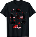 Retro Black Cat Playing Heart Valentines Day Cat Kitty Lover T-Shirt | Unisex cotton tee Gifts, Crewneck Hoodie, Sweatshirt